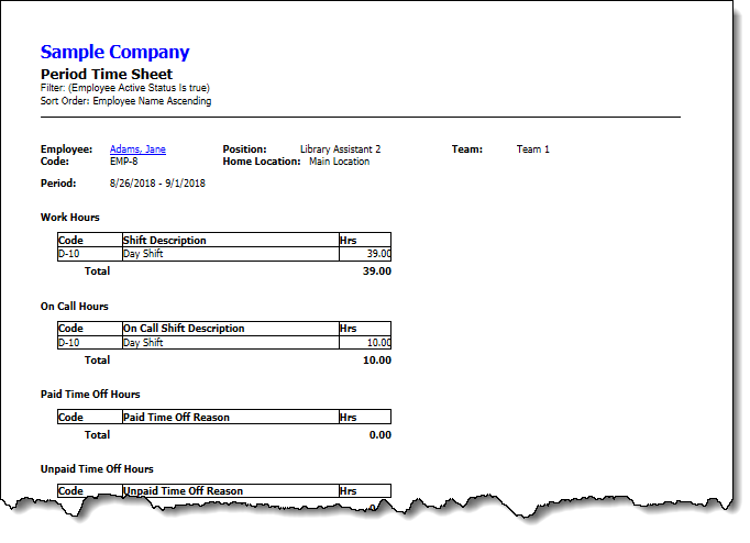 Period Timesheet