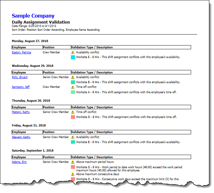 Daily Assignment Validation